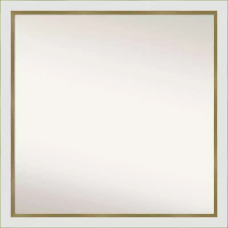 29" x 29" Non-Beveled Eva Narrow Bathroom Wall Mirror White - Amanti Art: Modern Square Polystyrene Frame, Includes Mounting Hardware