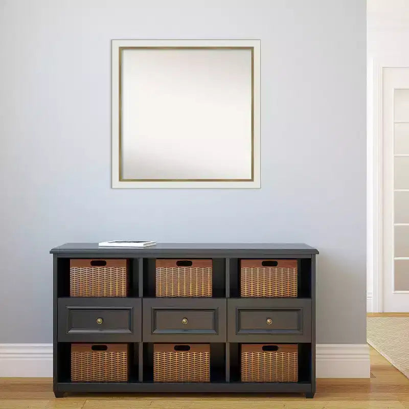Miroir mural étroit de salle de bain blanc 29 po x 29 po non biseauté