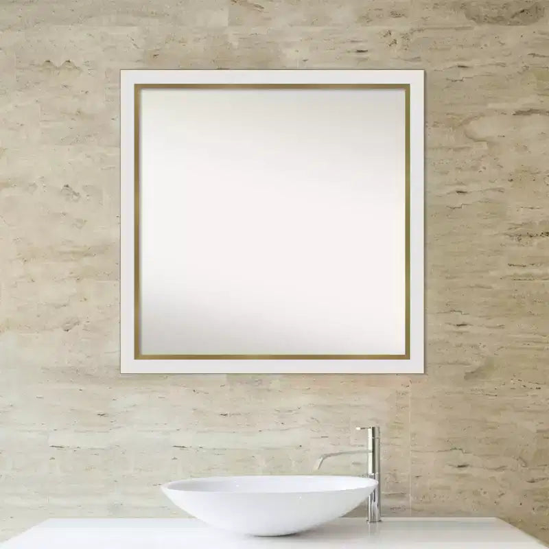 Miroir mural étroit de salle de bain blanc 29 po x 29 po non biseauté