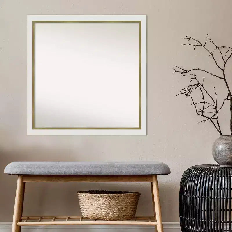 Miroir mural étroit de salle de bain blanc 29 po x 29 po non biseauté