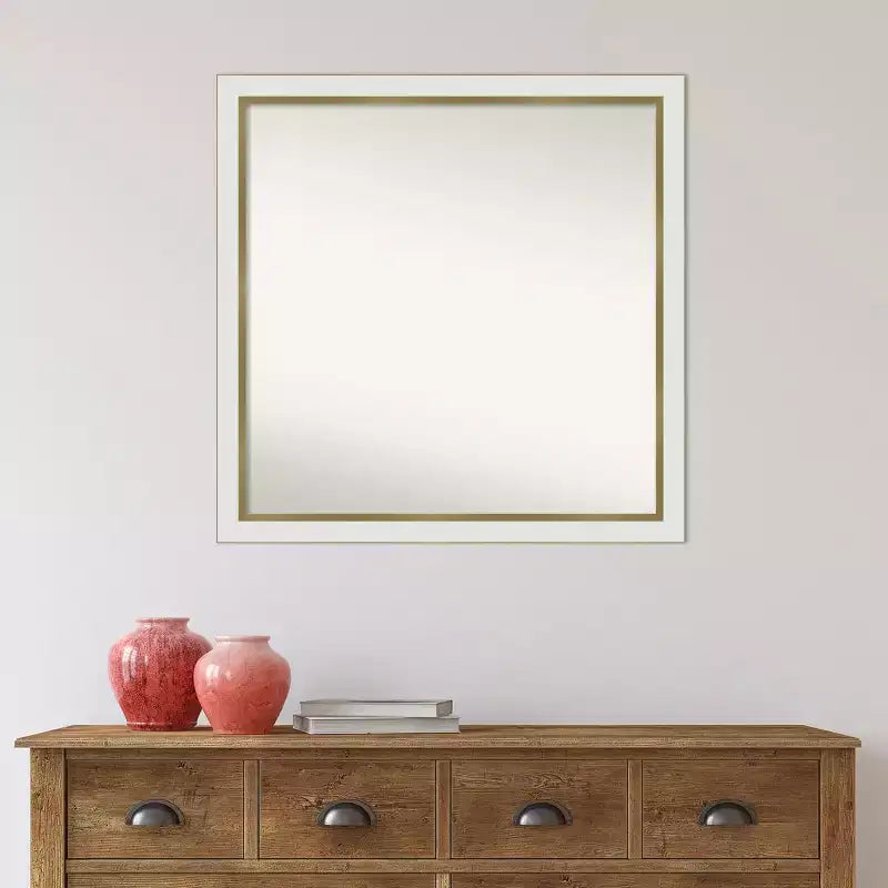Miroir mural étroit de salle de bain blanc 29 po x 29 po non biseauté