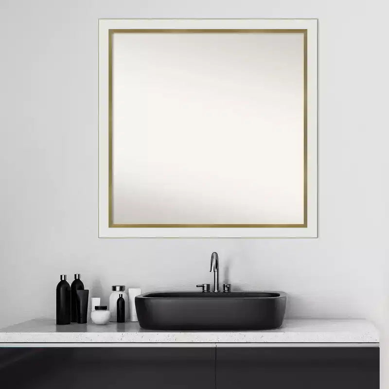 Miroir mural étroit de salle de bain blanc 29 po x 29 po non biseauté
