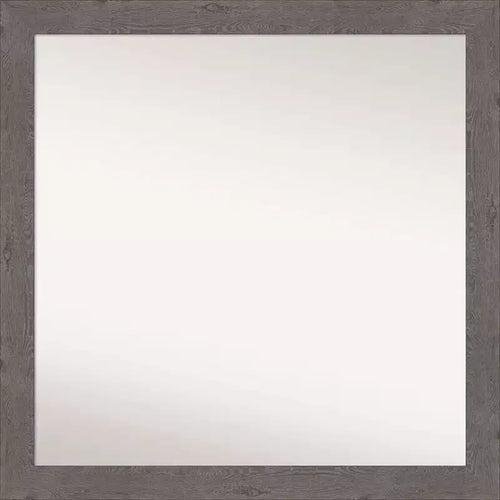 30" x 30" Non-Beveled Rustic Plank Gray Narrow Bathroom Wall Mirror - Amanti Art: Square, Polystyrene Frame, Wall Mounted