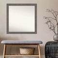 Miroir mural étroit de salle de bain gris en planches rustiques non biseautées de 30 po x 30 po