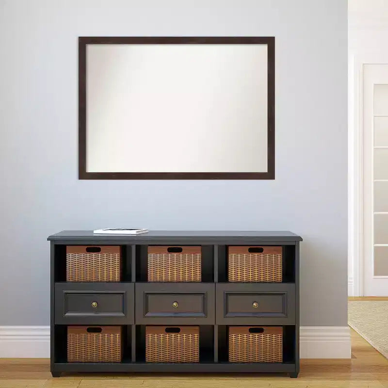 Miroir mural en bois de noyer foncé Fresco, non biseauté, 41 po x 30 po