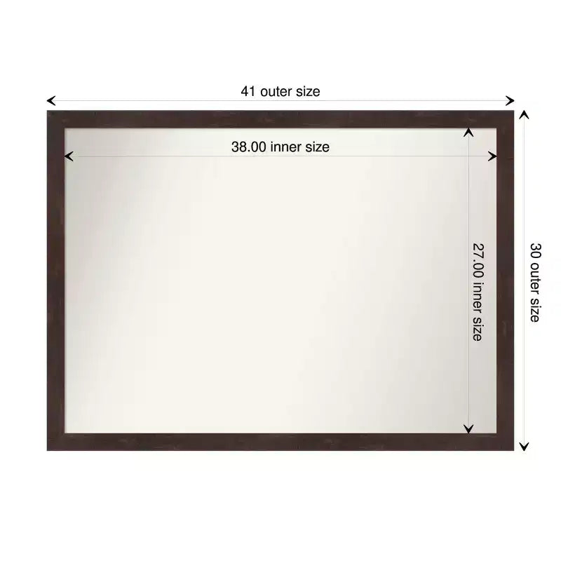 Miroir mural en bois de noyer foncé Fresco, non biseauté, 41 po x 30 po
