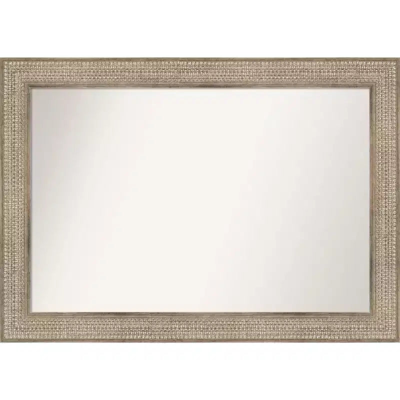 42" x 30" Non-Beveled Trellis Silver Wood Bathroom Wall Mirror - Amanti Art: Modern Rectangular Design, Includes Mount Hardware