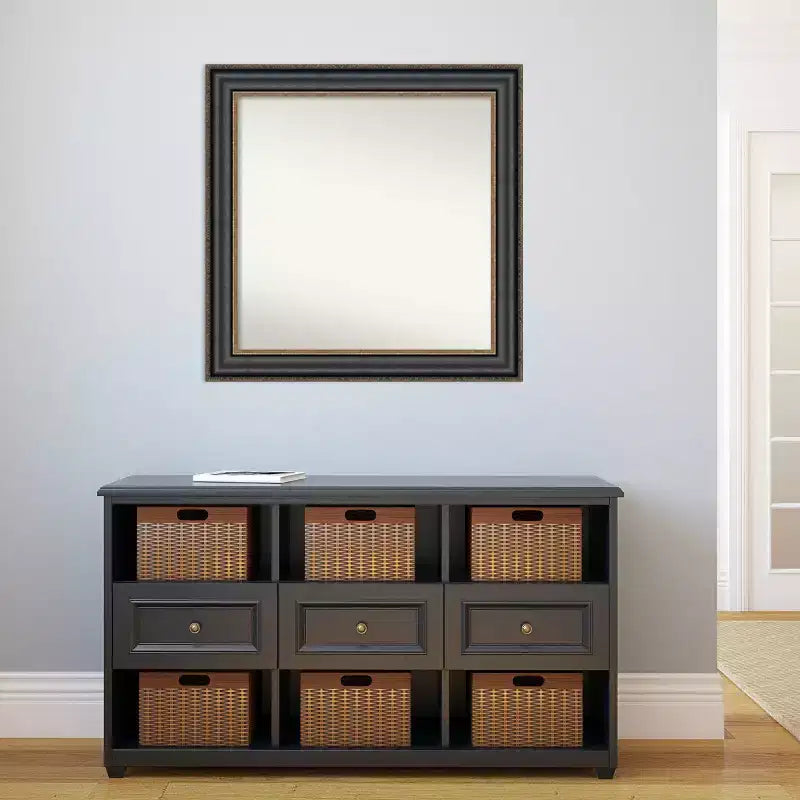 Miroir mural de salle de bain bronze noir de 32 po x 32 po sans biseaux