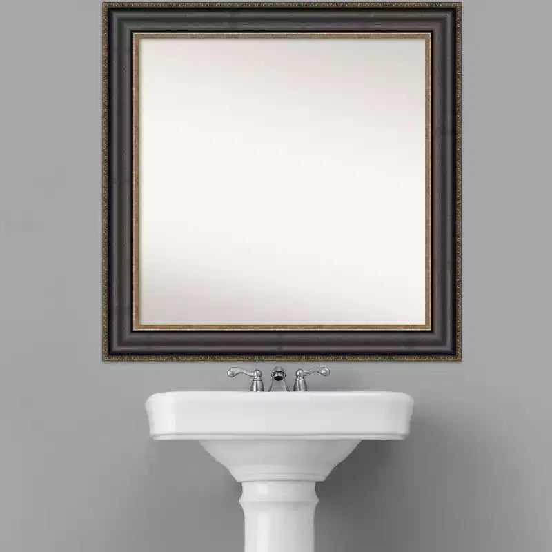 Miroir mural de salle de bain bronze noir de 32 po x 32 po sans biseaux