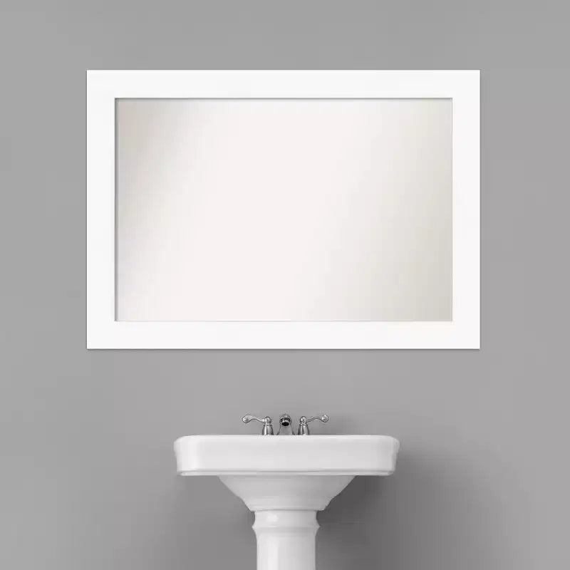 Miroir mural de salle de bain avec cadre blanc 42" x 30" (non biseauté) : Fixations incluses