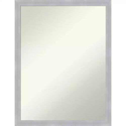 20" x 26" Non-Beveled Grace Brushed Nickel Narrow Wall Mirror - Amanti Art: Modern Rectangular Polystyrene Frame, Includes Mounting Hardware