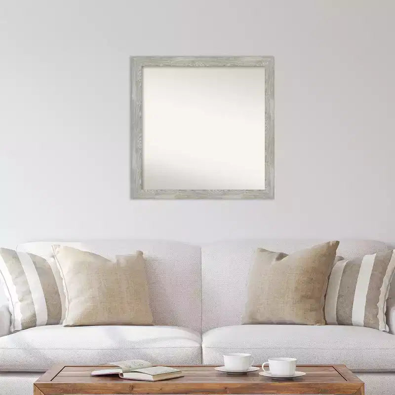 Miroir mural gris étroit de 30 po x 30 po sans biseaux
