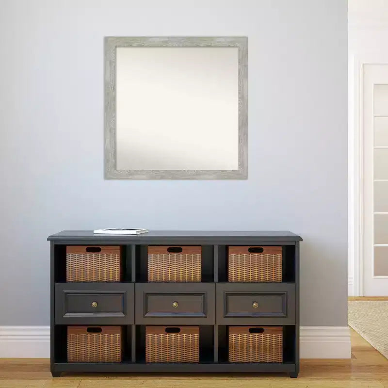 Miroir mural gris étroit de 30 po x 30 po sans biseaux