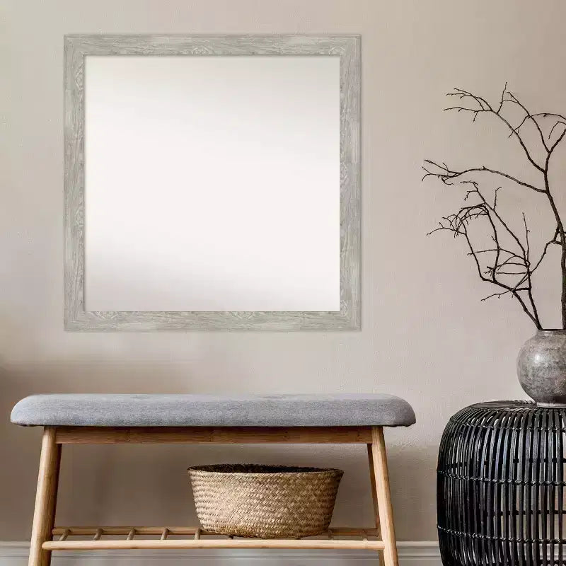 Miroir mural gris étroit de 30 po x 30 po sans biseaux