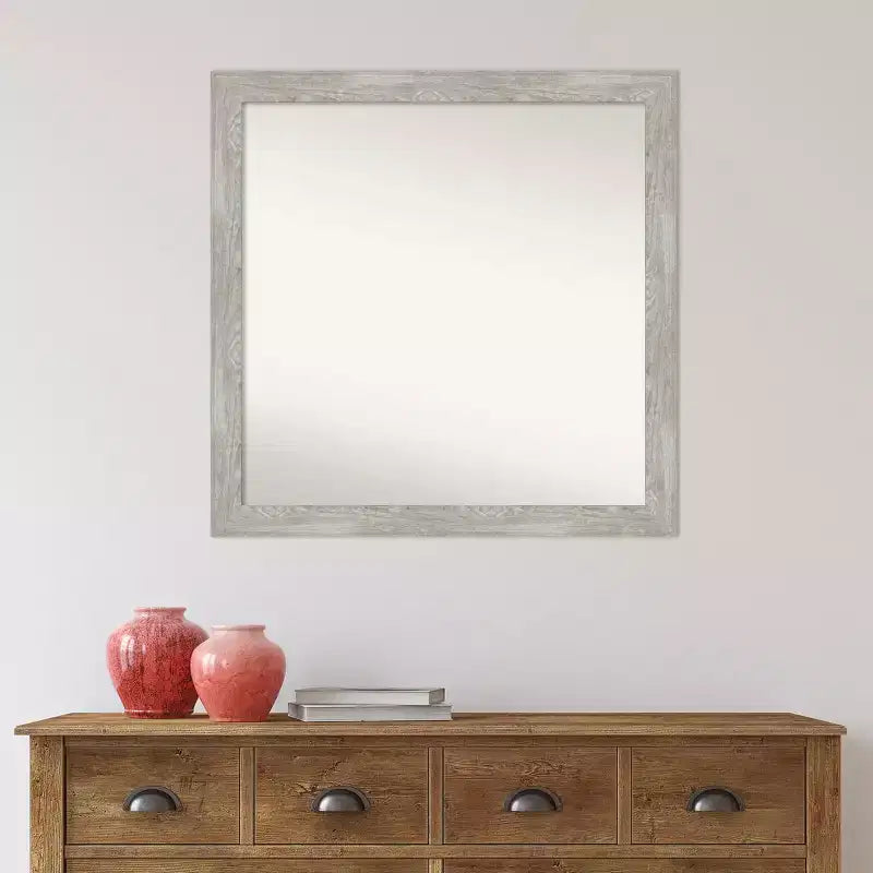 Miroir mural gris étroit de 30 po x 30 po sans biseaux