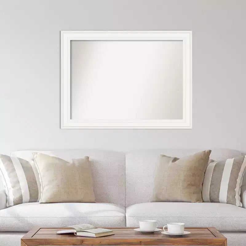 Miroir mural blanc 44" x 33" à bord non biseauté : Rectangle moderne, Quincaillerie de montage incluse