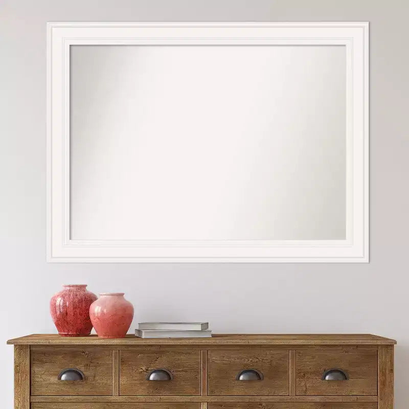 Miroir mural blanc 44" x 33" à bord non biseauté : Rectangle moderne, Quincaillerie de montage incluse