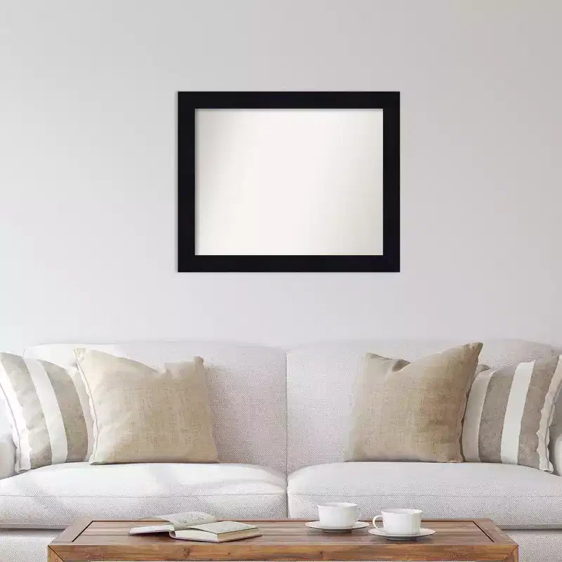 Miroir mural en bois bleu marine de 32 po x 26 po (sans biseau)
