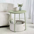 Small Side Table with Storage Round End Tables Living Room Side Tables for Small Spaces Bedroom Laurel Green and Cream White