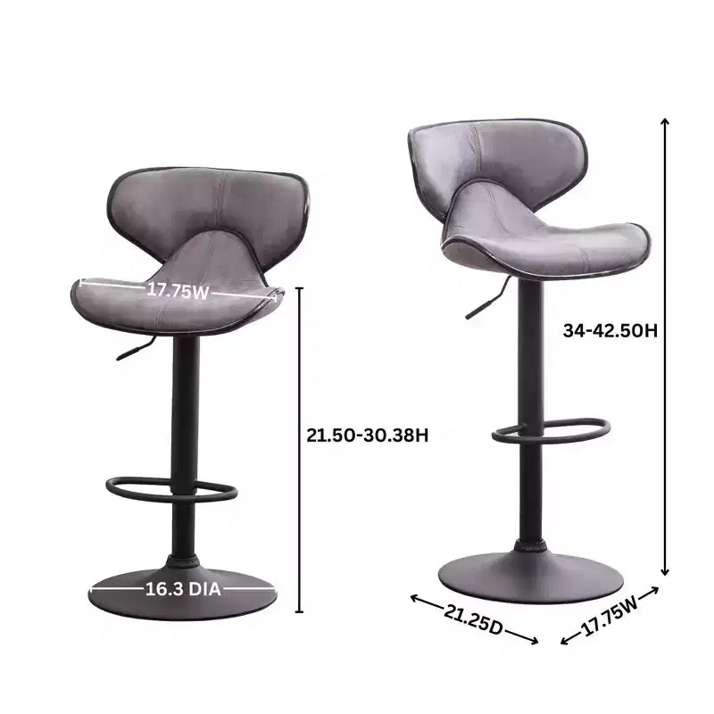 Tabouret de bar pivotant réglable rembourré avec base chromée, marron vieilli