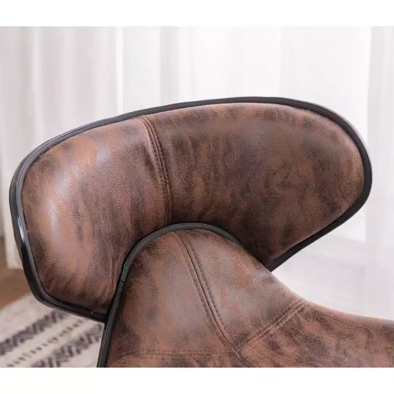 Tabouret de bar pivotant réglable rembourré avec base chromée, marron vieilli
