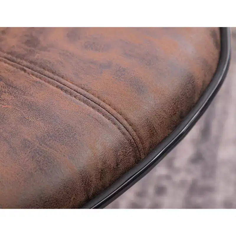 Tabouret de bar pivotant réglable rembourré avec base chromée, marron vieilli