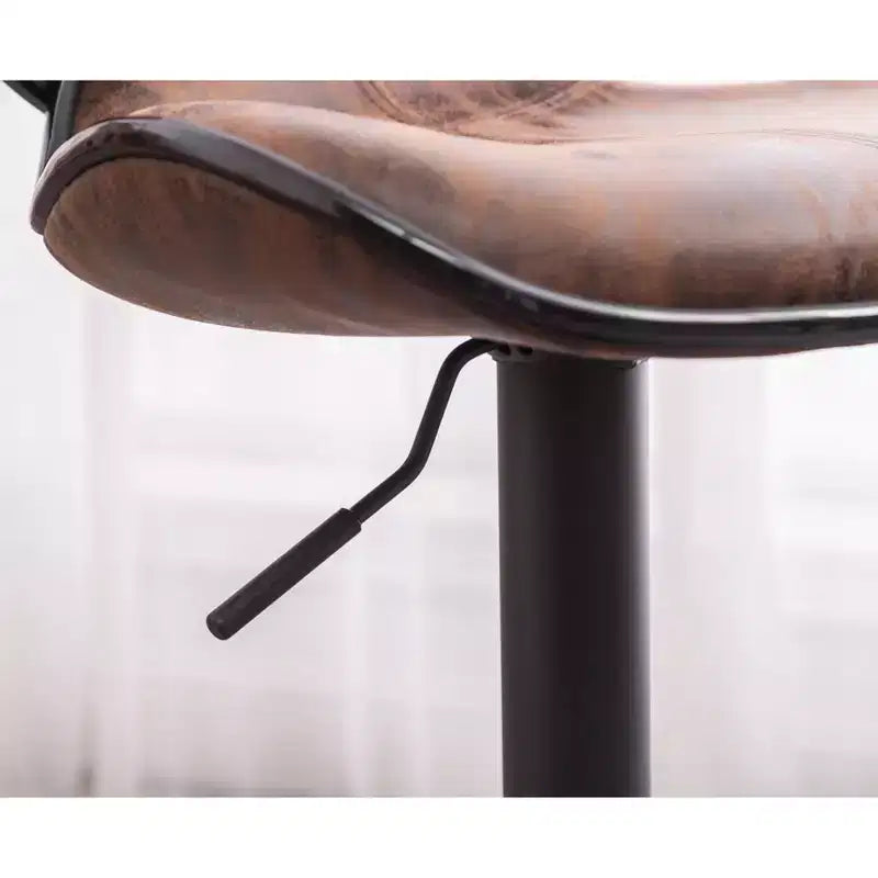 Tabouret de bar pivotant réglable rembourré avec base chromée, marron vieilli