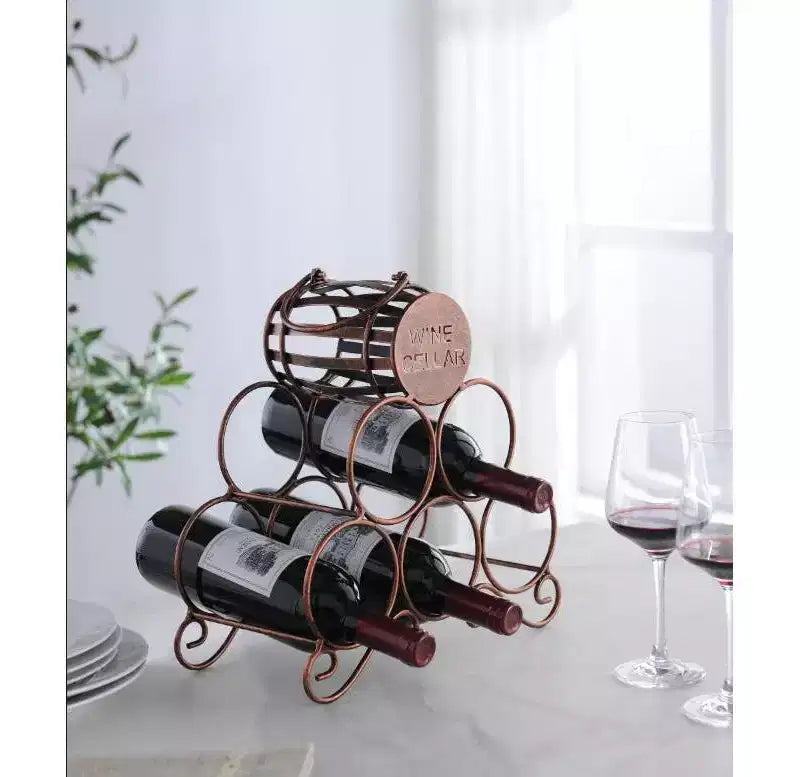 Kings Brand Furniture - Countertop Tabletop Wine Rack, Wine Bottle Storage Holder for Home Kitchen & Bar - Brushed Copper - No Assembly Required