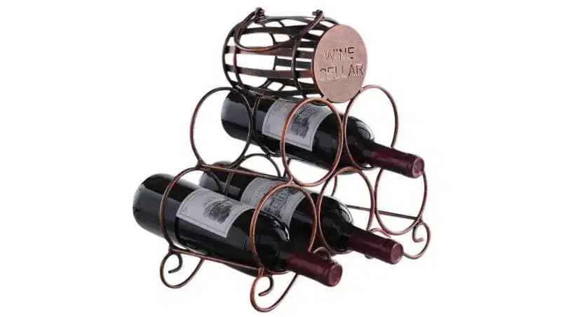 Range-Bouteilles à Poser pour Plan de Travail, Présentoir de Rangement pour Bouteilles de Vin pour Cuisine et Bar - Cuivre Brossé - Aucun Assemblage Requis