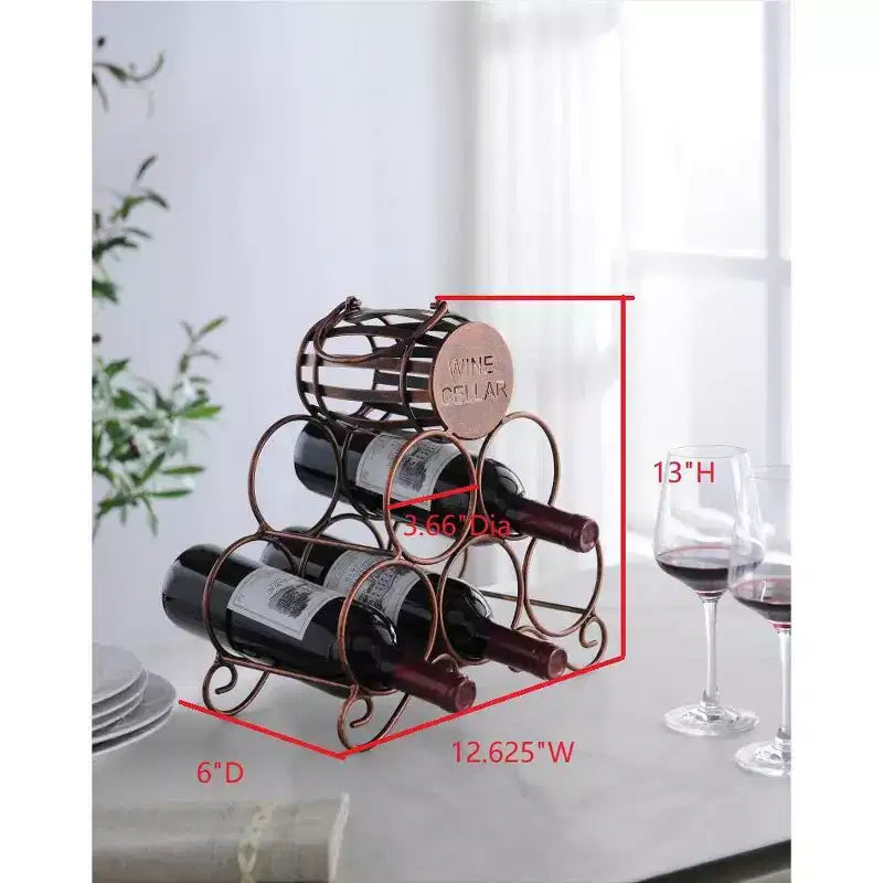 Range-Bouteilles à Poser pour Plan de Travail, Présentoir de Rangement pour Bouteilles de Vin pour Cuisine et Bar - Cuivre Brossé - Aucun Assemblage Requis