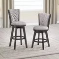 Kings Brand Furniture Boyce 29 Upholstered Counter Hight Swivel Stools, Set of 2, Silver/Gray