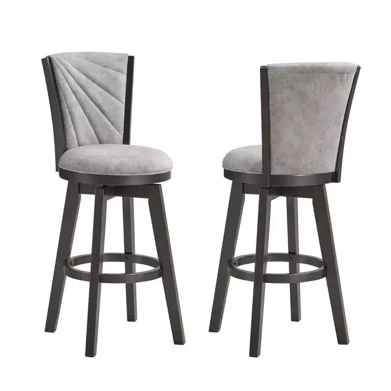 Tabourets de bar rembourrés pivotants à hauteur de comptoir, argent/gris