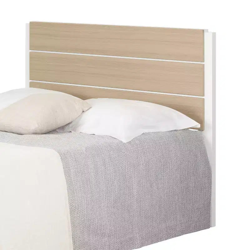 Tête de lit blanche et orme clair style minimaliste