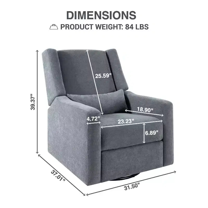 Fauteuil inclinable de luxe motorisé avec port de charge USB, fonction pivotante et support lombaire pour un confort optimal en chambre de bébé