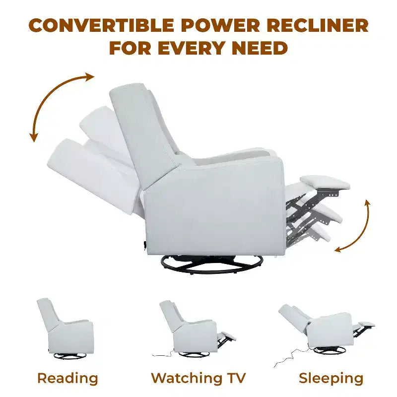 Fauteuil inclinable de luxe motorisé avec port de charge USB, fonction pivotante et support lombaire pour un confort optimal en chambre de bébé