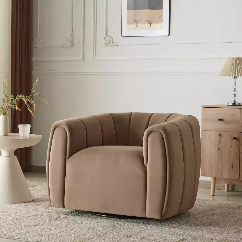 Fauteuil club pivotant rembourré moderne