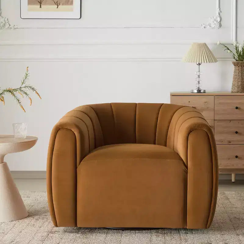 Fauteuil club pivotant rembourré moderne