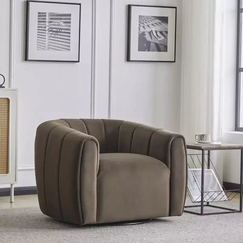 Fauteuil club pivotant rembourré moderne