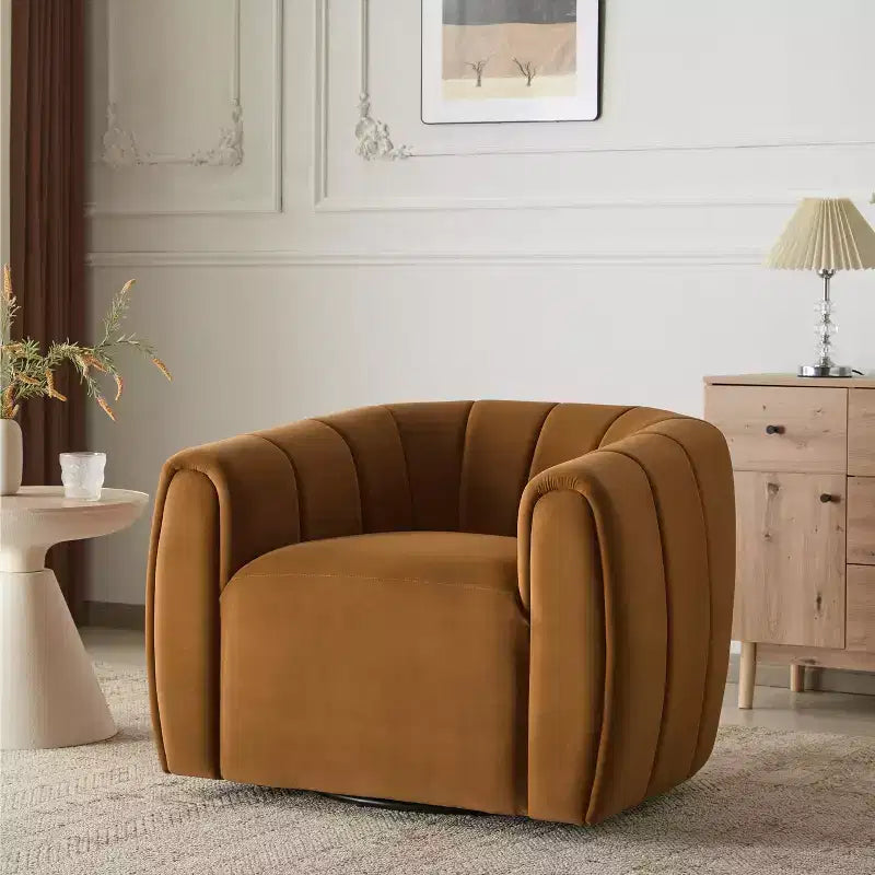 Fauteuil club pivotant rembourré moderne