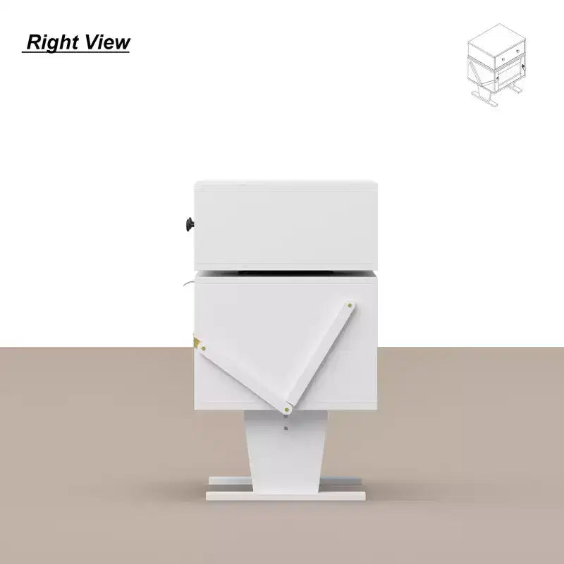 Table de chevet pivotante à 360° avec tiroir et meuble en verre transparent
