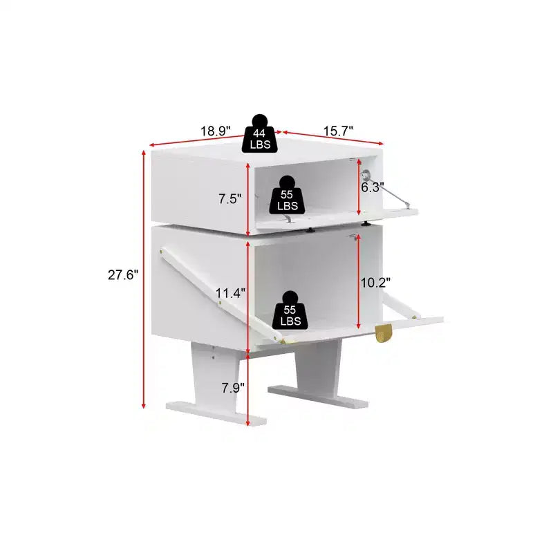 Table de chevet pivotante à 360° avec tiroir et meuble en verre transparent