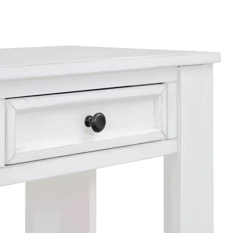 Console Rustique Rectangulaire en Bois avec 4 Tiroirs de Rangement et Étagère Inférieure