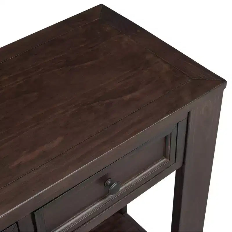 Console Rustique Rectangulaire en Bois avec 4 Tiroirs de Rangement et Étagère Inférieure