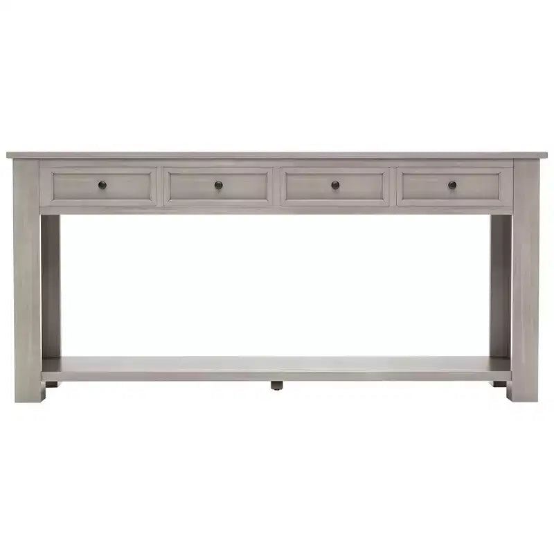 Console Rustique Rectangulaire en Bois avec 4 Tiroirs de Rangement et Étagère Inférieure