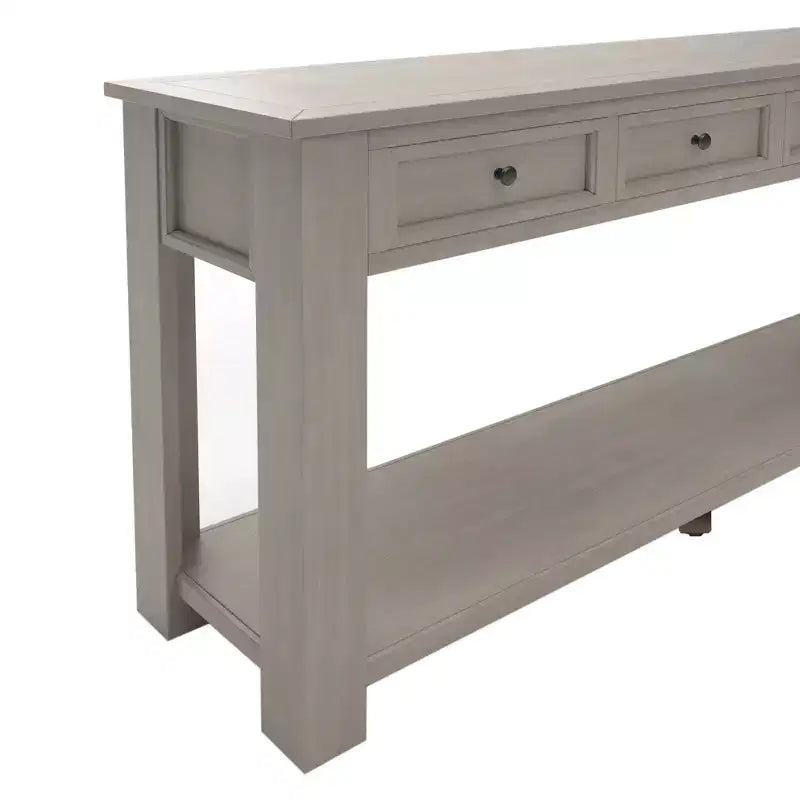 Console Rustique Rectangulaire en Bois avec 4 Tiroirs de Rangement et Étagère Inférieure
