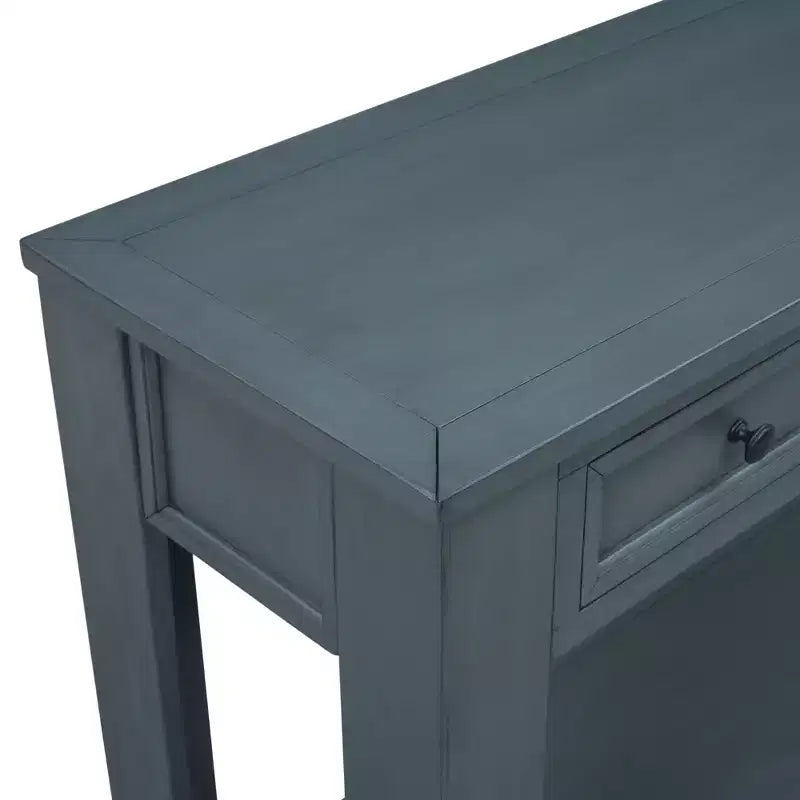 Console Rustique Rectangulaire en Bois avec 4 Tiroirs de Rangement et Étagère Inférieure