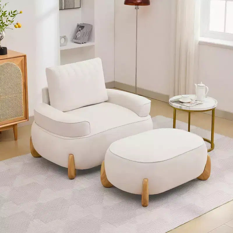 Pouffe de confort surdimensionné en velours de 38,58'', avec pieds en bois massif, grands repose-pieds pour chambre à coucher, salon, chambre d'enfant
