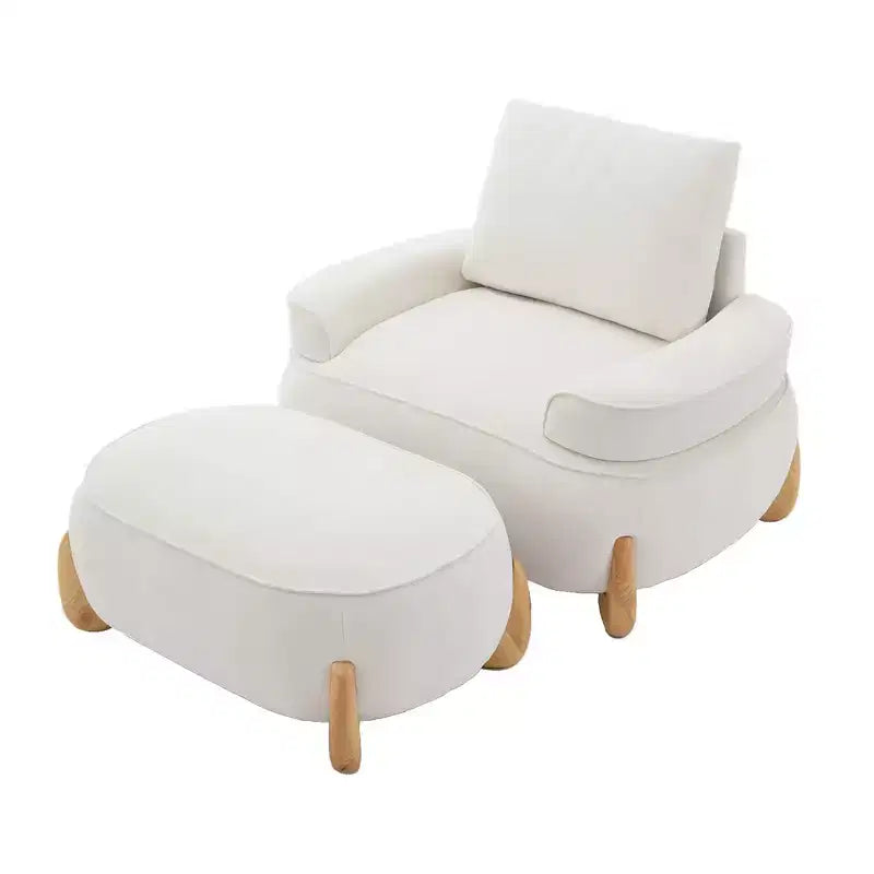 Pouffe de confort surdimensionné en velours de 38,58'', avec pieds en bois massif, grands repose-pieds pour chambre à coucher, salon, chambre d'enfant