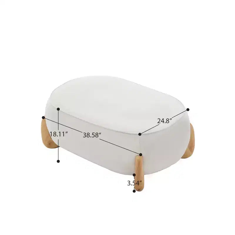 Pouffe de confort surdimensionné en velours de 38,58'', avec pieds en bois massif, grands repose-pieds pour chambre à coucher, salon, chambre d'enfant