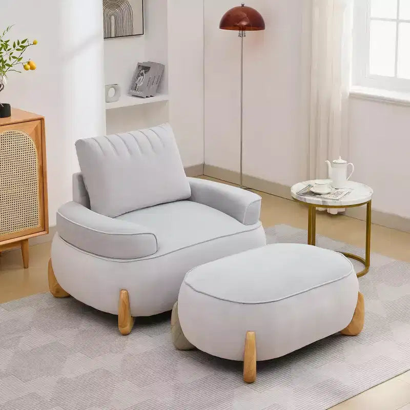 Pouffe de confort surdimensionné en velours de 38,58'', avec pieds en bois massif, grands repose-pieds pour chambre à coucher, salon, chambre d'enfant